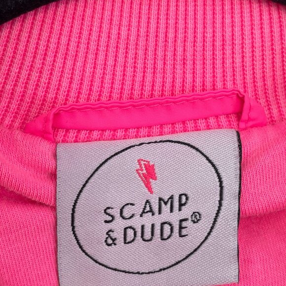 Scamp&Dude S/M Neon Pink Lightning Bolt Oversized Quilted Bomber Jacket Organic - Picture 3 of 16